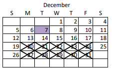 District School Academic Calendar for Ensign School for December 2021