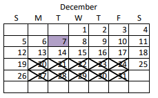 District School Academic Calendar for Cbtu for December 2021