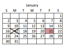 District School Academic Calendar for Horizonte Instr & Trn Ctr for January 2022