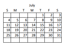 District School Academic Calendar for Hospital for July 2021
