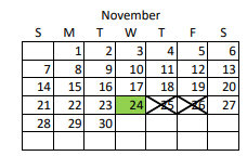 District School Academic Calendar for North Star School for November 2021