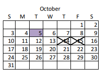District School Academic Calendar for Hospital for October 2021