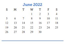 District School Academic Calendar for Carver Alter Lrn Ctr for June 2022