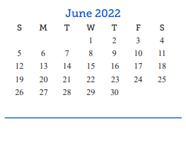 District School Academic Calendar for Bowie Elementary School for June 2022