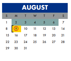 District School Academic Calendar for Hirsch Elementary for August 2021