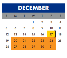 District School Academic Calendar for Healy Murphy Daep Discretionary for December 2021