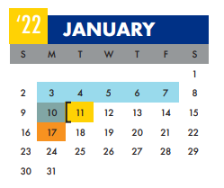 District School Academic Calendar for Huppertz Elementary for January 2022