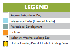 District School Academic Calendar Legend for Estrada Achievement Ctr