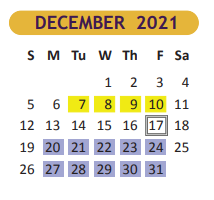 District School Academic Calendar for Berta Cabaza Middle for December 2021