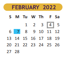 District School Academic Calendar for Cash Elementary for February 2022