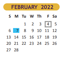 District School Academic Calendar for Cameron Co J J A E P for February 2022