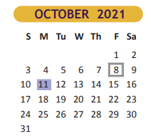 District School Academic Calendar for Miller Jordan Middle for October 2021