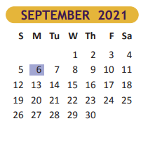 District School Academic Calendar for Positive Redirection Ctr for September 2021