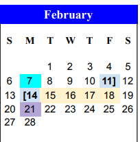 District School Academic Calendar for Bernarda Jaime Junior High for February 2022