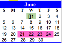 District School Academic Calendar for Bernarda Jaime Junior High for June 2022