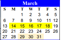 District School Academic Calendar for San Diego High School for March 2022