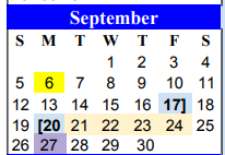District School Academic Calendar for Archie Parr Elementary for September 2021