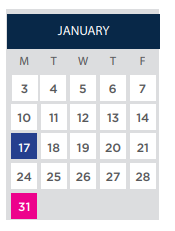 District School Academic Calendar for Hillcrest Elementary for January 2022