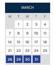 District School Academic Calendar for School Of The Arts High School for March 2022