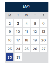 District School Academic Calendar for Tenderloin Community for May 2022