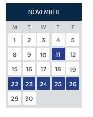 District School Academic Calendar for Dianne Feinstein Elementary for November 2021