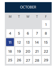 District School Academic Calendar for Starr King Elementary for October 2021