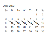 District School Academic Calendar for Olinder (selma) Elementary for April 2022