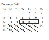 District School Academic Calendar for Gunderson Plus (CONT.) for December 2021