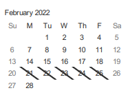 District School Academic Calendar for Olinder (selma) Elementary for February 2022