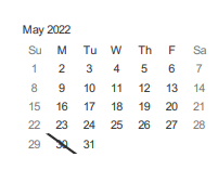 District School Academic Calendar for Muir (john) Middle for May 2022