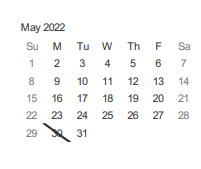 District School Academic Calendar for Castillero Middle for May 2022