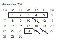District School Academic Calendar for Bachrodt (walter L.) Elementar for November 2021