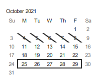 District School Academic Calendar for Muir (john) Middle for October 2021
