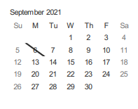 District School Academic Calendar for Olinder (selma) Elementary for September 2021