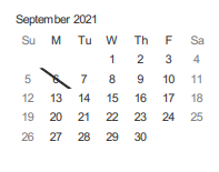 District School Academic Calendar for Mann (horace) Elementary for September 2021