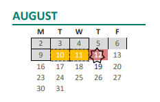 District School Academic Calendar for Green Oaks Fundamental (ELEM.) for August 2021
