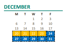 District School Academic Calendar for Cottage Elementary for December 2021