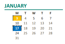 District School Academic Calendar for Northridge for January 2022