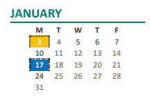 District School Academic Calendar for Woodside Elementary for January 2022