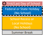 District School Academic Calendar Legend for Valley Oaks