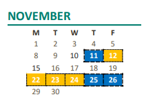 District School Academic Calendar for Golden Valley Charter School Of Sacramento for November 2021