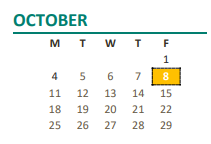 District School Academic Calendar for Woodside Elementary for October 2021
