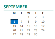 District School Academic Calendar for Kingswood Elementary for September 2021