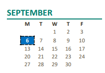 District School Academic Calendar for Woodside Elementary for September 2021