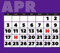 District School Academic Calendar for Bonham Pk for April 2022