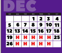 District School Academic Calendar for Pride High School for December 2021