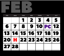 District School Academic Calendar for Miller Middle School for February 2022