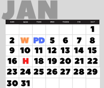 District School Academic Calendar for Pride High School for January 2022