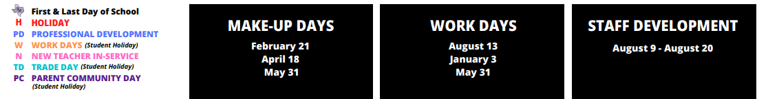 District School Academic Calendar Key for Bonham Pk