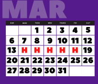 District School Academic Calendar for Pride High School for March 2022